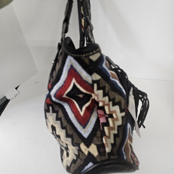 Montana West Shoulder Bag Western Southwestern Tapestry Boho Black NWT - Picture 4 of 10